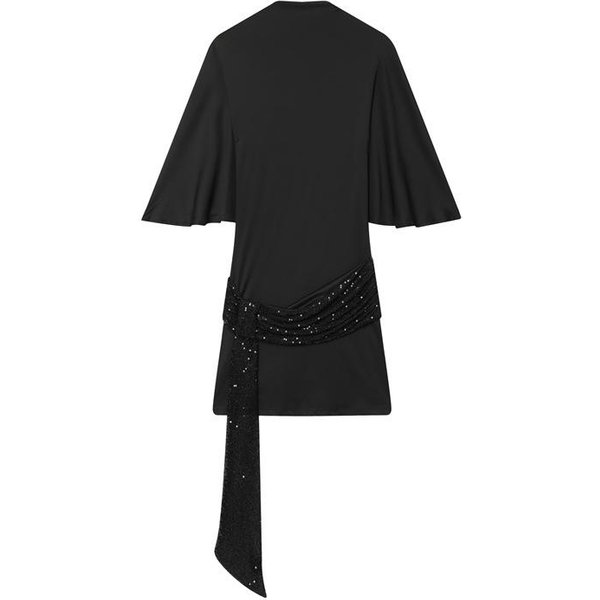 Vestido Midi De Estilo Europeo 2026 Sin Espalda Con CinturóN De Lentejuelas Para Mujer Extra Small Negro-image