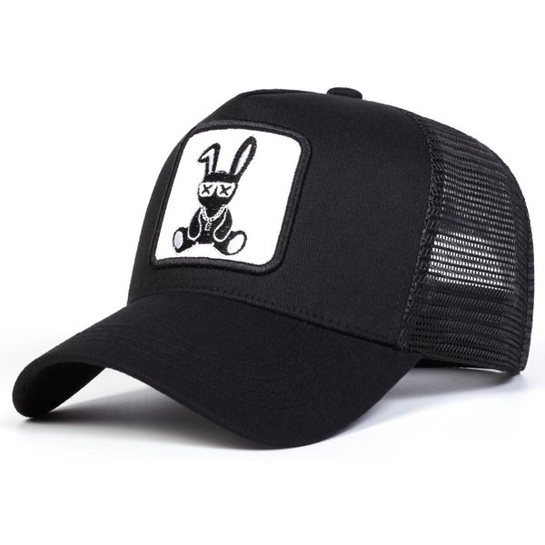 Unisex KreskóWkowy KróLik Haftowane Siatkowe Czapki Baseballowe Wiosna I Lato Outdoor Regulowane Codzienne Czapki Czapka Hip Hop Czapka PrzeciwsłOneczna Gray-image