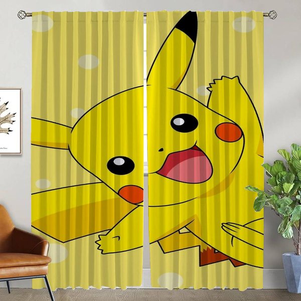 P-Pokemones ZasłOna ZaciemniająCa Do Pokoju 2 Panele Dekoracja Halloween Przepierzenie ZasłOny Do WnęTrza Domu ŻAluzje Tiul Do Sypialni W50Xh70Cmx2Pcs-Cl-image