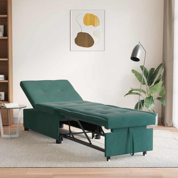 Sofá Cama Verde Oscuro 194 X 67 X 82 Cm Terciopelo-image