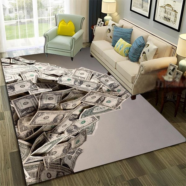 Bogaty WzóR PienięDzy Euro Dolara 3D Dywanik Dywan Do Domu Salon Sypialnia Sofa Wycieraczka Dekoracyjna, Dywanik DziecięCy AntypośLizgowa Mata PodłOgowa 40X60Cm(15X23In)-image