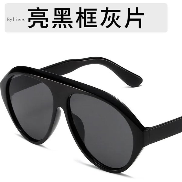 Modne Oversize'owe Okulary PrzeciwsłOneczne Pilotki Damskie Dla MężCzyzn Luksusowe Designerskie Okulary PrzeciwsłOneczne Vintage DużE Oprawki Okulary Punkowe Do Jazdy UżYcie Cień Gray-image