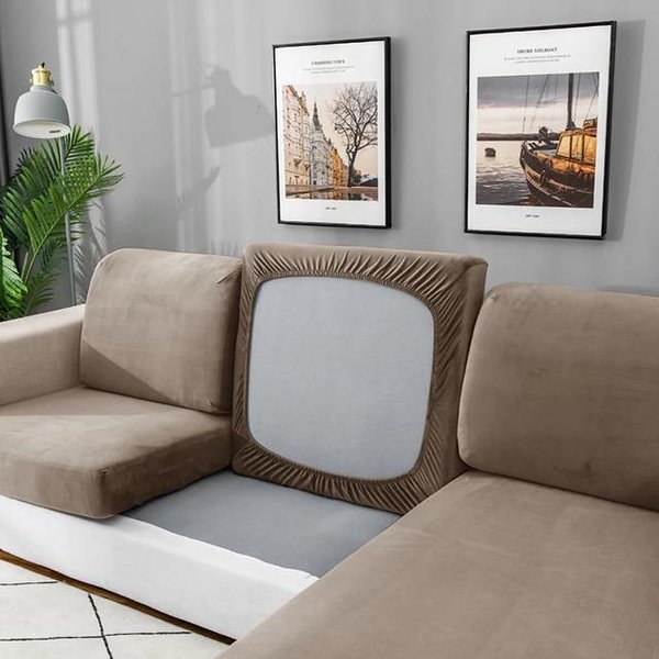 Funda De CojíN EláStica De Terciopelo De Alta Calidad Para Sofá De Sala De Estar Funda Protectora Para Muebles Fundas EláSticas Para Asientos De Sofá Back Cushion Cover-image