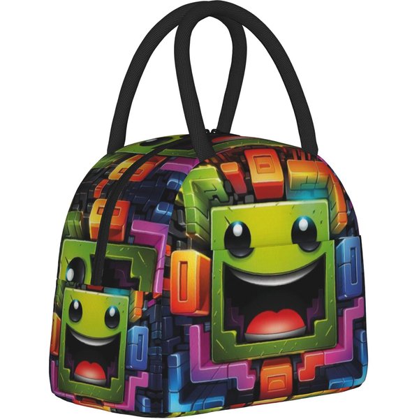Accesorios Para El Juego GeometríA Cubo Bolsa De Almuerzo TéRmica Para Exteriores Bolsa De Almacenamiento De Alimentos Refrigerador PortáTil Fiambrera TéRmica Option 1-image