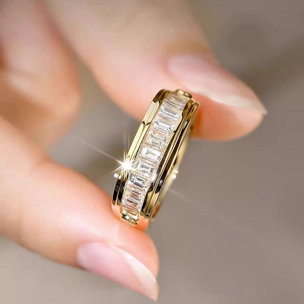 Anillo De Propuesta De Plata Banda De Boda Nupcial JoyeríA Con Circonita Brillante Accesorios De Dedo VersáTiles De Lujo 9-image
