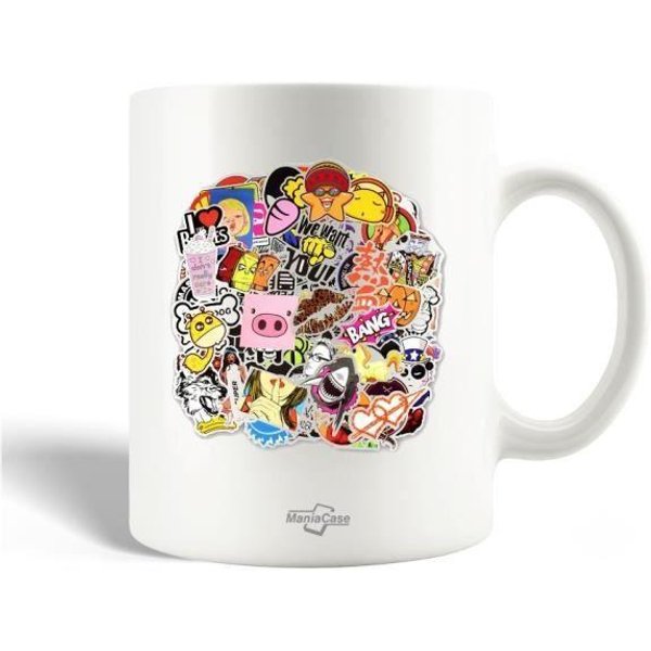 Taza De CeráMica - Maniacase - Animales De Dibujos Animados - 30Cl - Apta Para Lavavajillas - Blanca-image