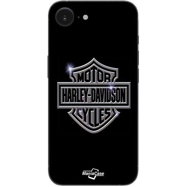 Funda Maniacase Para Iphone 16E Logo Harley Davidson Motocicletas Gris Frente Negro Negro-image