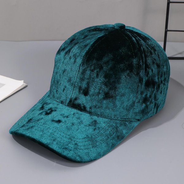 Jesienno-Zimowa Aksamitna Czapka BejsbolóWka - Unisex, Z Zakrzywionym Daszkiem, Casualowa Czapka, MięKka, Regulowana Snapback Dla MężCzyzn I Kobiet (Green,56-58Cm) Zielony-image