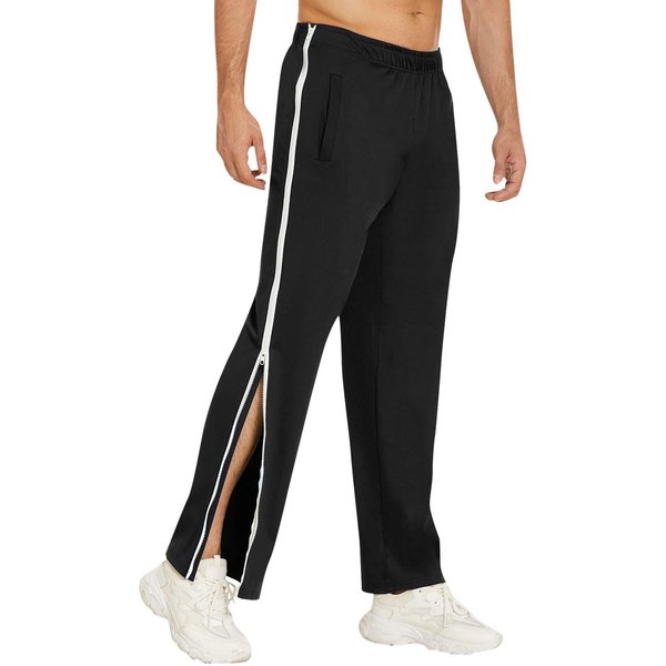 Pantalones Deportivos Para Hombre Con Cremallera Lateral, Pantalones Largos, Pantalones Cargo, Pantalones De Baloncesto Para Hombre M Negro-image
