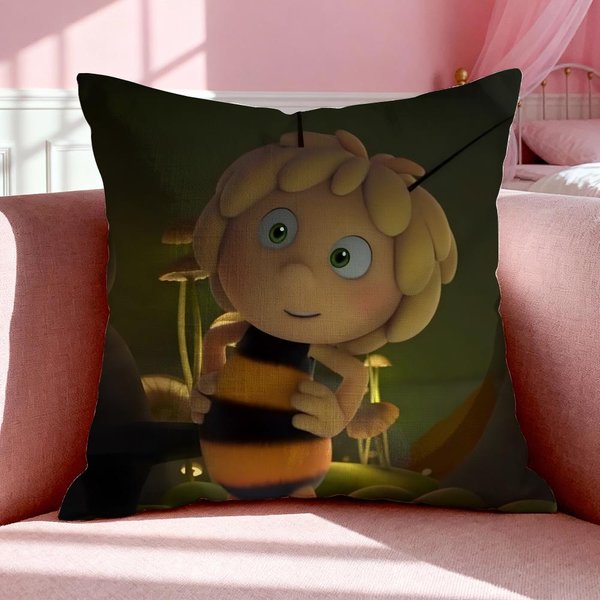 Funda De CojíN Dibujos Animados M-Maya La Abeja Funda De Almohada De Lino Transpirable Verano Inodora EcolóGica Cremallera Invisible Lavable 45X45Cm-image