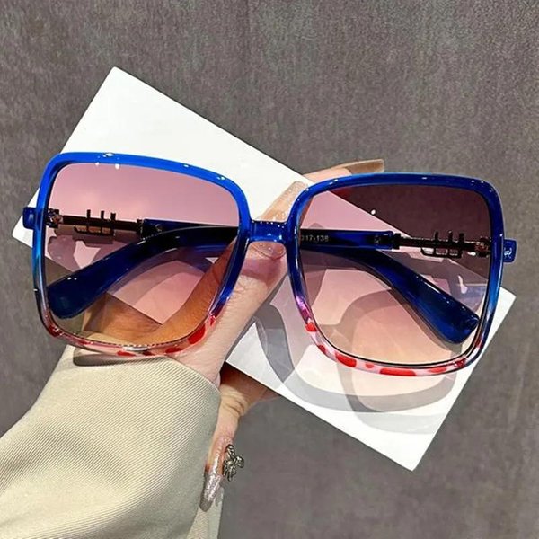 Nowe DużE ProstokąTne Okulary PrzeciwsłOneczne Damskie MęSkie Vintage Kwadratowe Okulary SłOneczne Ochrona UV400 Modne Okulary Blue-image