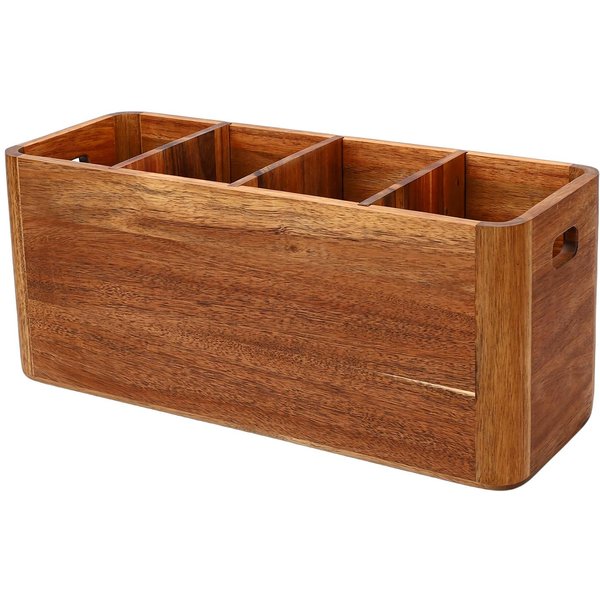 Porta Utensilios De Cocina De Madera Para Encimera Organizador De Almacenamiento De Cubiertos Portacubiertos Con 4 Compartimentos Para Cuchara Tenedor-image