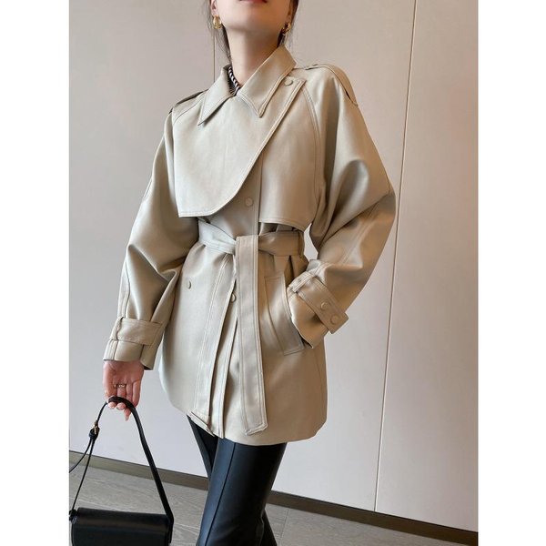 Abrigo Trench Capa Nuevo De Primavera Para Mujer DiseñO Sensorial Abrigo Mediano Y Largo XL Brown-image