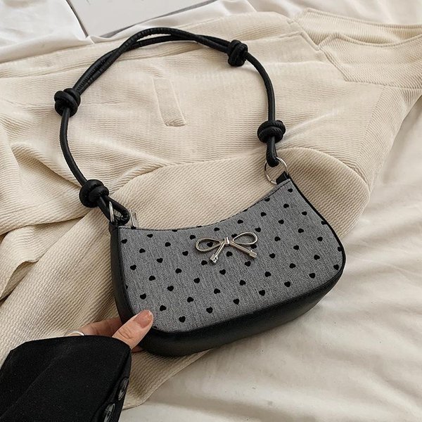 Popular Bolso Sobaco De Lunares Con Lazo Bolso De Hombro Simple Y A La Moda Nicho FrancéS VersáTil Bolso Bandolera Gray-image