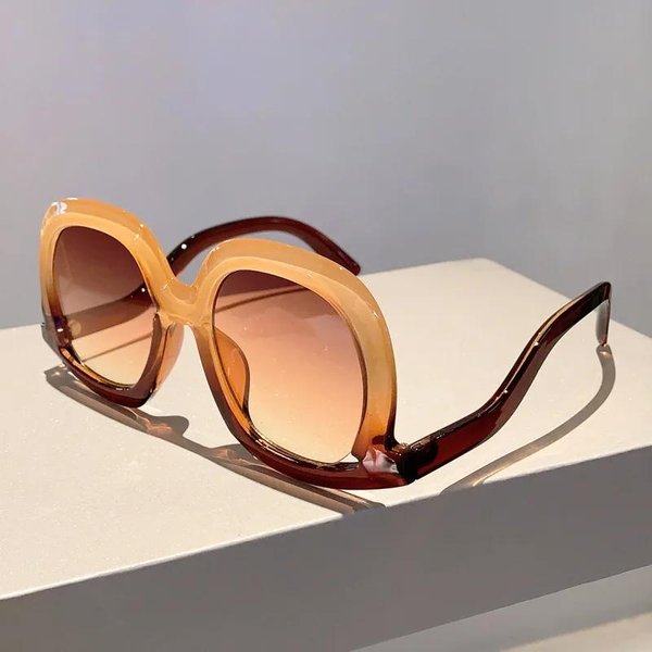 Gafas De Sol De Alta Calidad Nuevas De Montura Grande Oversized Para Mujer Moda Vintage Populares Gafas De Sol Punk Lujo DiseñAdor Sexy Para Dama UV400 Beige-image