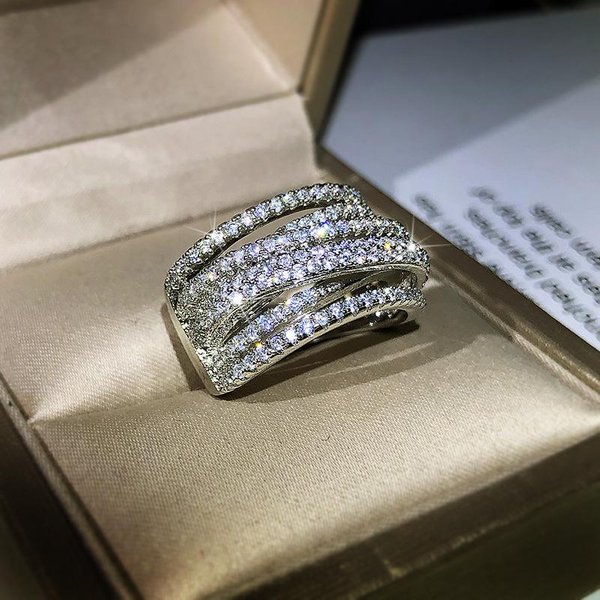 Anillos Exagerados De MicroincrustacióN De Circonita En Europa Y Estados Unidos Anillos De Personalidad Japonesa Y Coreana Vanguardistas JoyeríA De Diamante Completo No. 10-image