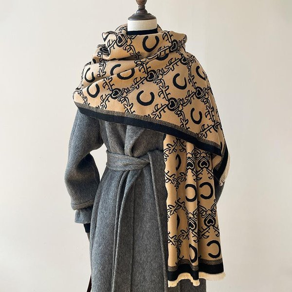 Luksusowy Design Zimowe Dwustronne Szale ŻAkardowe Kaszmirowe Wysokiej JakośCi Damskie Pogrubiane Szale Owijane Damskie WełNiane Szale Pashmina-image