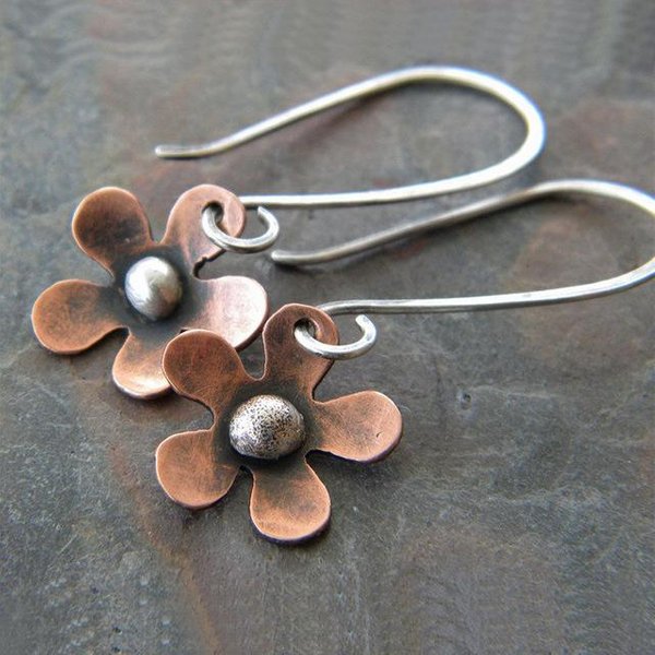 Pendientes Colgantes De Cobre ÉTnico Vintage Con Forma De Flor Para Mujer JoyeríA Tribal Pendientes Colgantes De Metal Cobre Antiguo Para Mujer JoyeríA Para Fiesta-image