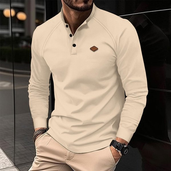 Nuevo Camisa Polo Para Hombre De OtoñO E Invierno, Camisa Deportiva De Manga Larga L Black-image