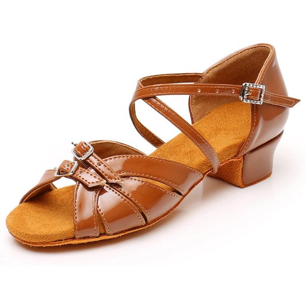 Rozmiar 30-41 Buty Do TańCa LatynoamerykańSkiego Dziewczynki Dziecko Kobiety Salsa Tango Buty Do TańCa Towarzyskiego MięKka Podeszwa Obcas 3,5 Cm 41 BrąZ-image