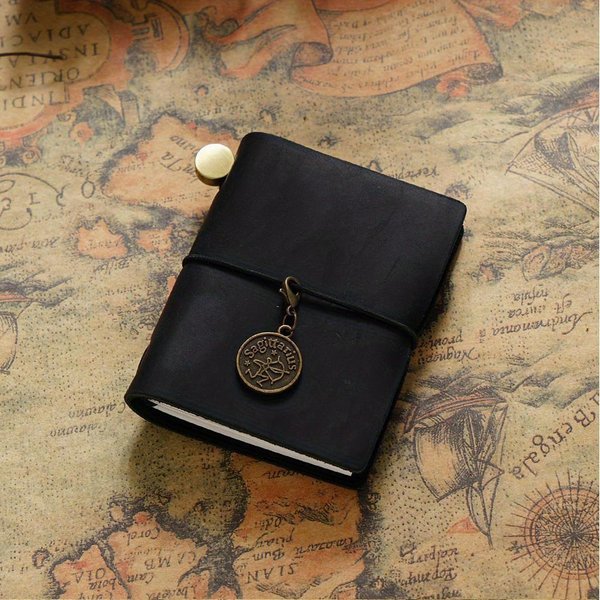 Retro Mini Cuaderno De Viajero Planificador Cuadernos Mini De Cuero Genuino Diario Hecho A Mano Cuaderno De Bocetos Planificador PapeleríA-image