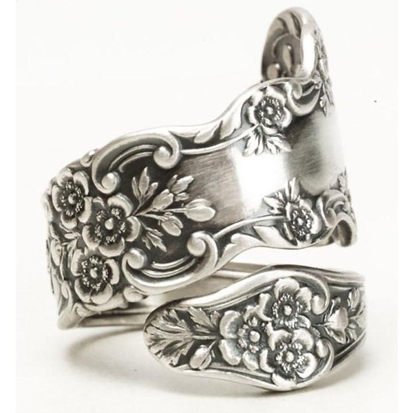 Huitan Vintage Color Antiguo Mujeres-Anillos Midi Elegante PatróN De Flor Grabado Fiesta Retro Anillo De Dedo Femenino JoyeríA Elegante 9-image