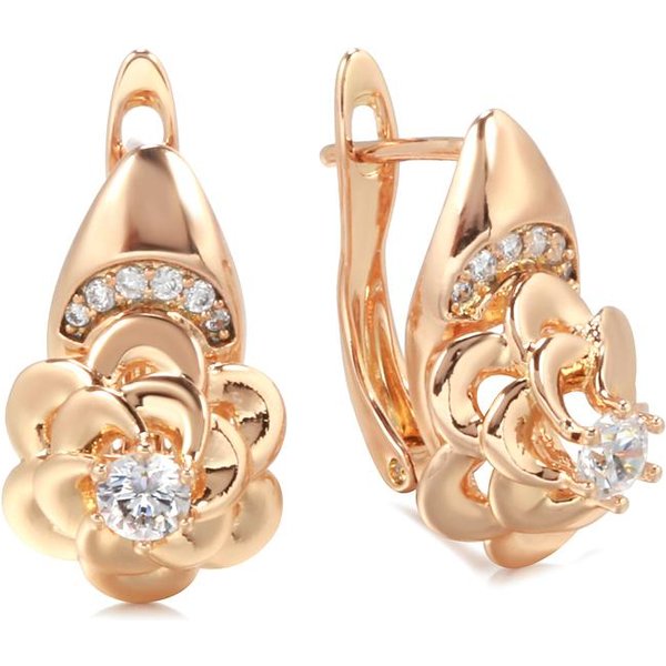 Nuevos Pendientes De Flor De ZircóN Natural Para Mujer Moda Pendientes Colgantes Oro Rosa Tendencia Creativa Vintage JoyeríA De Boda-image