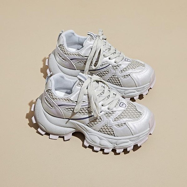 Zapatillas Nuevas Para Papá Para Mujer Verano Estudiante Deportes Running Zapatos Casuales Malla Transpirable 40 White-image