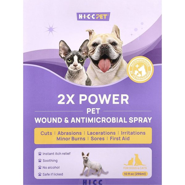 Hicc Pet, Spray Para Heridas Y Antibacteriano Para Mascotas 2X Power, Para Perros Y Gatos, 296 Ml (10 Onzas LíQuidas) White-image