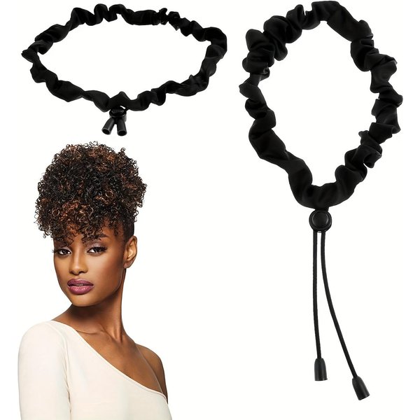 Gomas EláSticas Lazos Cabello Largo Sujetadores Cola De Caballo Grande PuñO Bandas De Corbata Grandes CordóN Ajustable Antideslizante Accesorios Para Dreadlocks Trenzas Rizadas Naturales Dreadlocks Africano Th Black-image