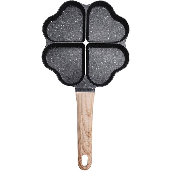 SartéN Para Omelette De Huevo 4 Tazas Antiadherente SartéN Para Omelette Desayuno Forma De CorazóN Dividida SartéN Para FreíR Cocedor De Huevos-image