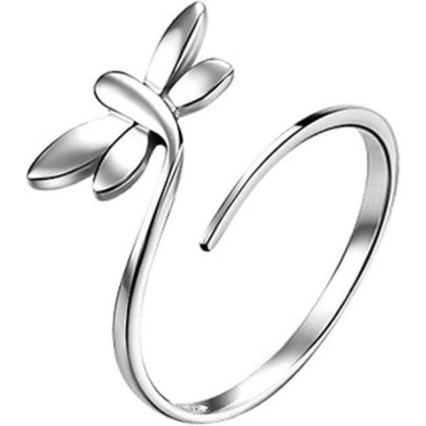 Moda Creativa Exquisita Simple Insecto Plata De Ley 925 JoyeríA Personalidad Apertura Ajustable Anillos De LibéLula R297-image