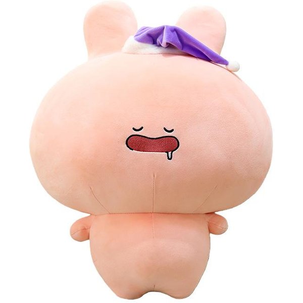 Nowa 70 Cm Kawaii Asamimi Pluszowa Lalka Urocze Zabawki KreskóWkowy RóżOwy KróLik MięKka Poduszka Do Przytulania Dekoracja Domu Prezent Urodzinowy Dla Dziewczynki 60Cm-image