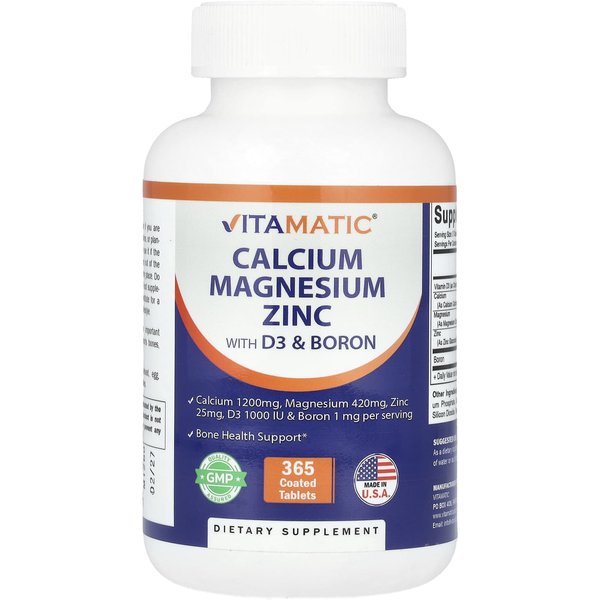 Vitamatic, Calcio, Magnesio, Zinc (Con D3 Y Boro), 365 Comprimidos Recubiertos-image