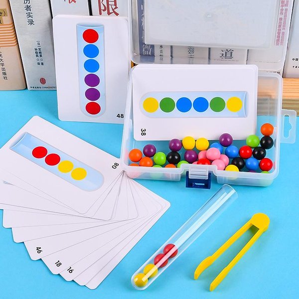 Koraliki Z Klipsem ProbóWka Zabawka Dzieci Logika Koncentracja Grzywny Trening Ruchowy Gra Pomoce Dydaktyczne Montessori Zabawka Edukacyjna Dla Dzieci! Blue-image