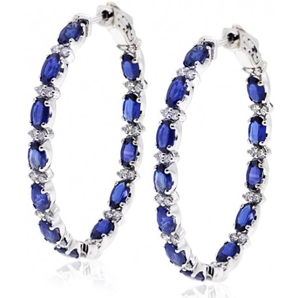Huitan Nueva Llegada Moda Pendiente Aro Mujer Brillante Azul/Blanco Circonita CúBica Elegante Accesorios Femeninos Regalos Pendientes JoyeríA-image