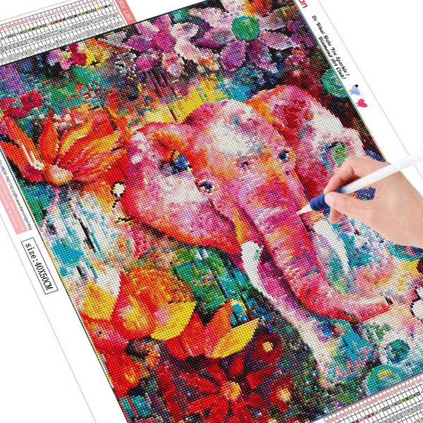 Pintura De Diamantes 5D Redondo Completo Elefante Bordado De Diamantes Pantalla Completa Animal 20X30CM-image