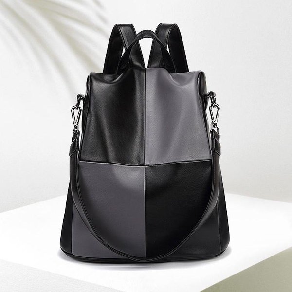 Mochila De Moda Femenina Color SóLido Simple Mochila Antirrobo FáCil De Llevar Ocio Gran Capacidad Bolso Femenino-image