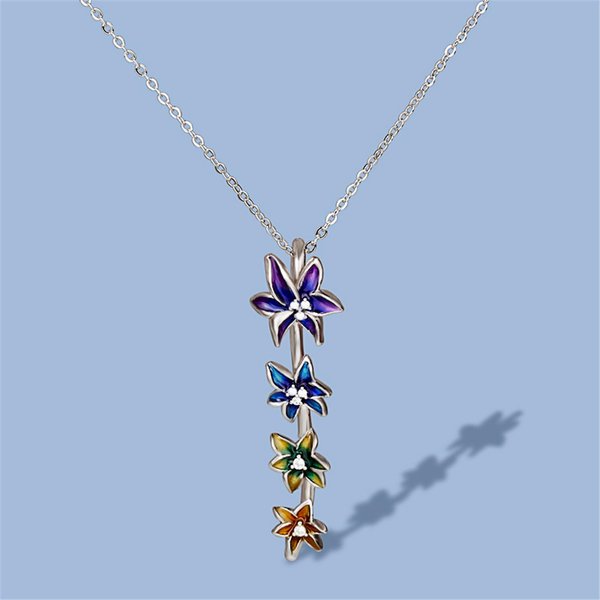 Collares Populares Japoneses Y Coreanos Con Colgantes De Flores Multicolor Y Incrustaciones De Circonita, Elegante Temperamento Para Mujer-image