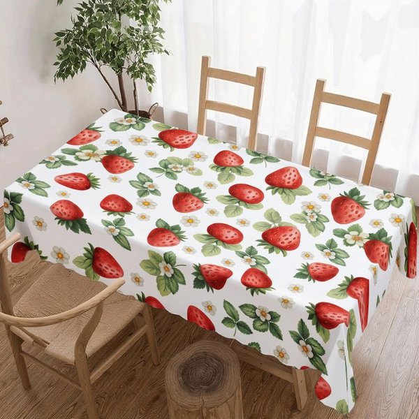 Mantel Rectangular Con Estampado De Fresas Para DecoracióN De Mesa Fiesta De Picnic Mantel Impermeable Reutilizable Para Mesas Cocina Comedor 90X140Cm-image