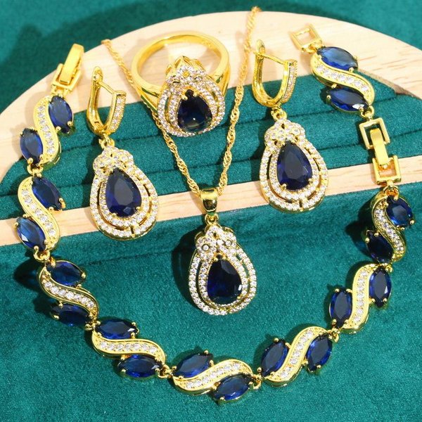 VersióN Coreana De JoyeríA Con Microincrustaciones Ultra Brillantes Anti-AléRgica Zirconio Pulsera Collar Pendientes Conjunto De JoyeríA 7 Yards-image