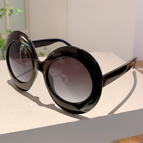 Gafas De Sol Redondas De Montura Grande Oversize Para Mujer Y Hombre Lujo DiseñAdor Vintage Populares Para Exteriores Viajes Punk Gafas De Sol UV400 As The Photo Gray-image