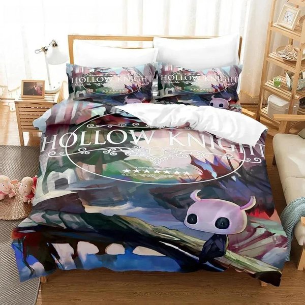 Juego De Cama De Anime Hollow Knight, Funda De EdredóN, Funda De Almohada, EdredóN TamañO King Y Queen Para NiñOs Y Adultos 70X133Cm 2Pcs-image