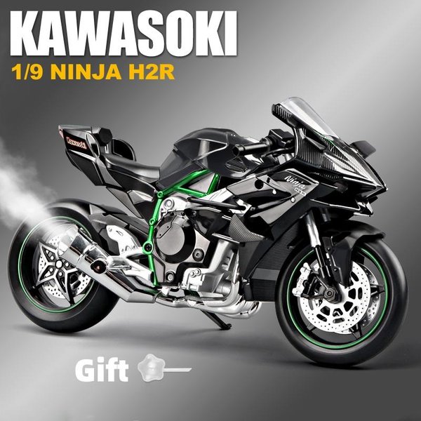 1:9 H2 H2R Stop WyśCigowy Model Motocykla Odlewany Tor Sportowy Model Motocykla Symulacja DźWięKu ŚWiatłA Z Rozpylaniem Zabawki Dla Dzieci Prezent-image
