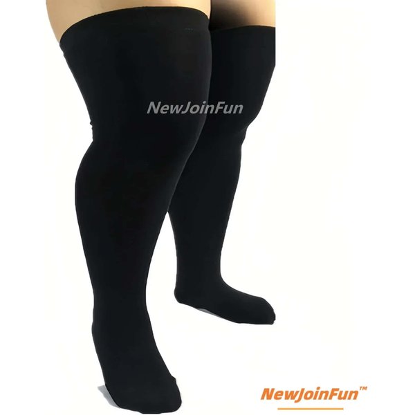 Talla Grande Xxxxl Mujer Invierno Grueso CáLido Calcetines Hasta La Rodilla Chica Hasta El Muslo Rayas Negras Blancas Medias Para Mujeres Casual CalcetíN Largo 3XL Black-image