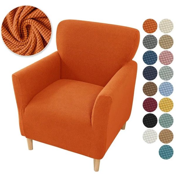 Polarowy Pokrowiec Na Fotel Typu Tub Chair Elastyczny Spandexowy Pokrowiec Na Fotel Klubowy Elastyczne Pokrowce Na Sofę Jednoosobową Do Gabinetu, Baru, Kontuaru Orange-image