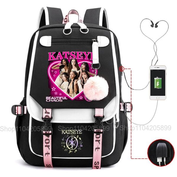 Plecak Katseye Kpop Mochila ChłOpiec Dziewczynka Tornister Codzienny Torba PodróżNa Pojemność Laptop Casualowy Plecak Miejski 16 Inches-image