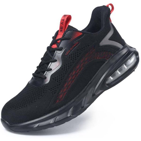 Zapatillas De Trabajo Con AmortiguacióN De Aire, Zapatos De Seguridad Transpirables, Zapatos De Trabajo Para Hombres Y Mujeres, Botas De Trabajo Con Punta De Acero, Botas De Seguridad A Prueba De Perforaciones, Unisex 43 Black-image