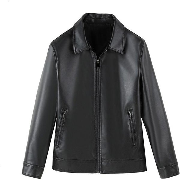 OtoñO E Invierno Nueva Chaqueta De Cuero Para Hombre Joven Sencilla Casual Color SóLido Cortavientos Guapo Chaqueta De Cuero PU Top Xxxxl Gray-image