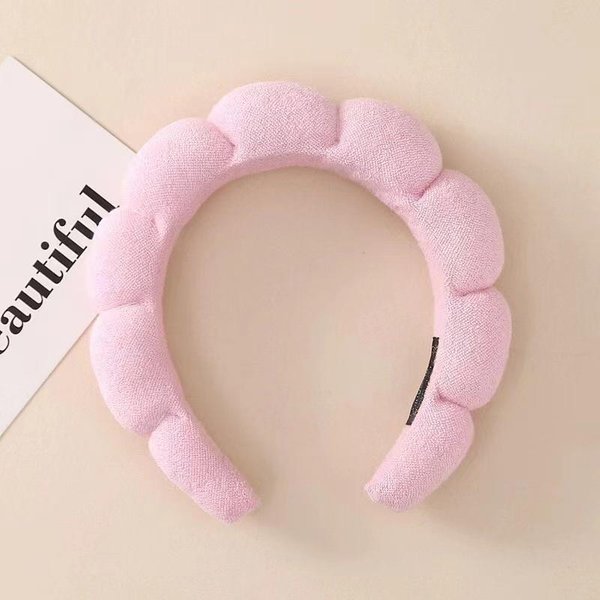 Diadema De Esponja De Moda Para Mujeres NiñAs Diadema Acolchada Para Maquillaje Burbuja Retro Diademas De Rizo Accesorios Para El Cabello SombrereríA One Size Color Rosa-image